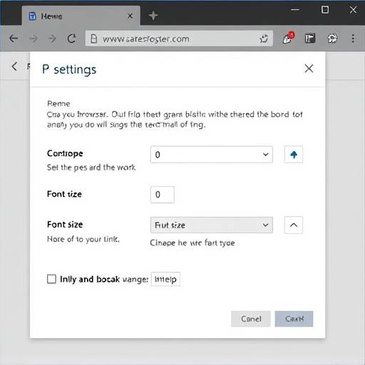 Screenshot che mostra le impostazioni del browser per modificare la dimensione del font.