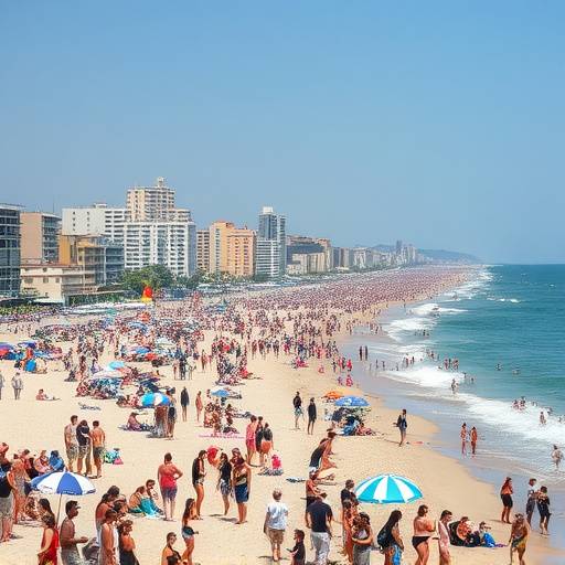 Spiaggia affollata a Rimini