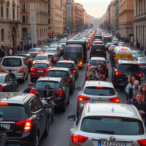 Traffico congestionato a Roma