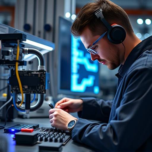 Un ingegnere che lavora su un chip di nuova generazione