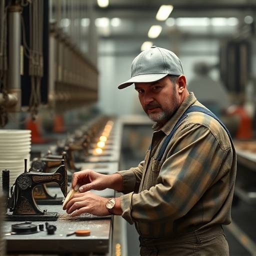 Un operaio che lavora in una fabbrica italiana